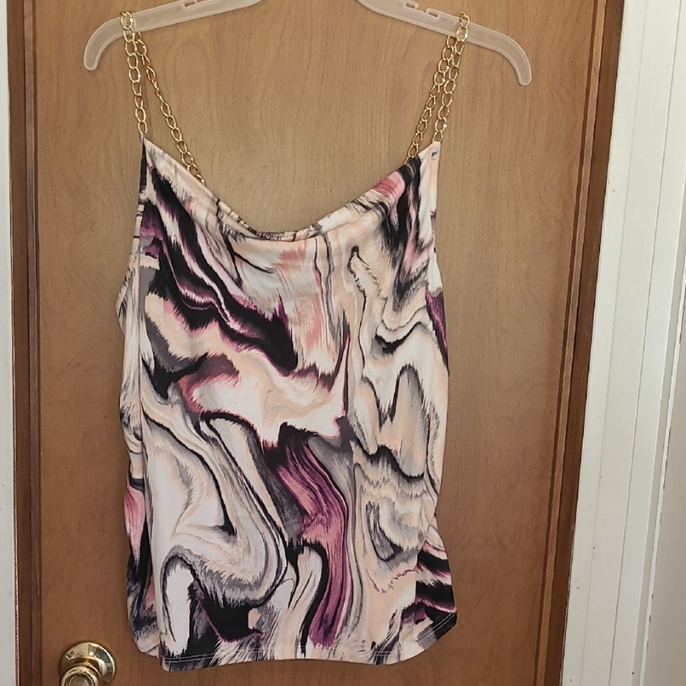 Free Kisses Marble Print Camisole with Gold Chain Straps
